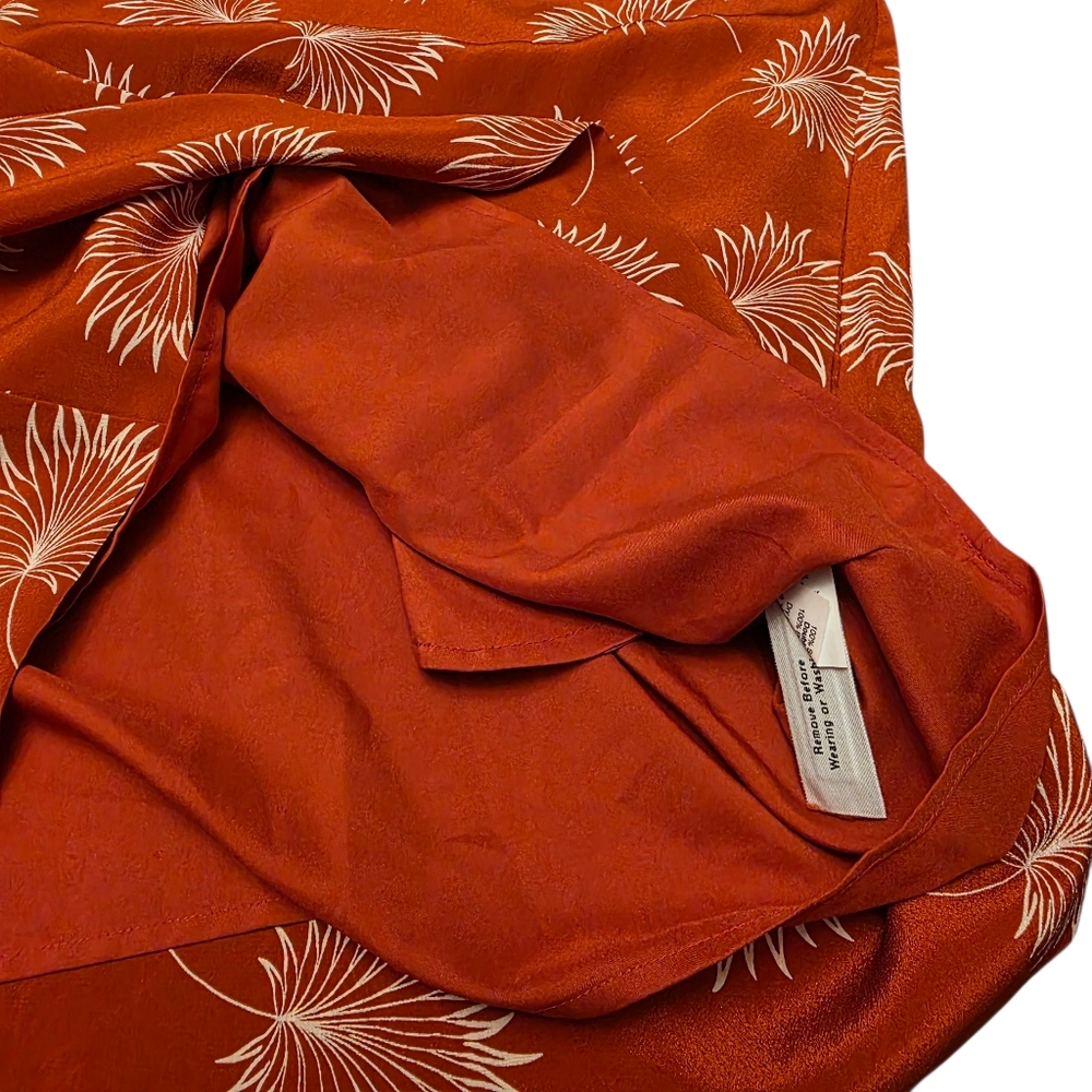 Madewell Burnt Orange Off-Shoulder Ruffled Sleeve Mini Silk Sundress Size S NWT - Picture 9 of 12